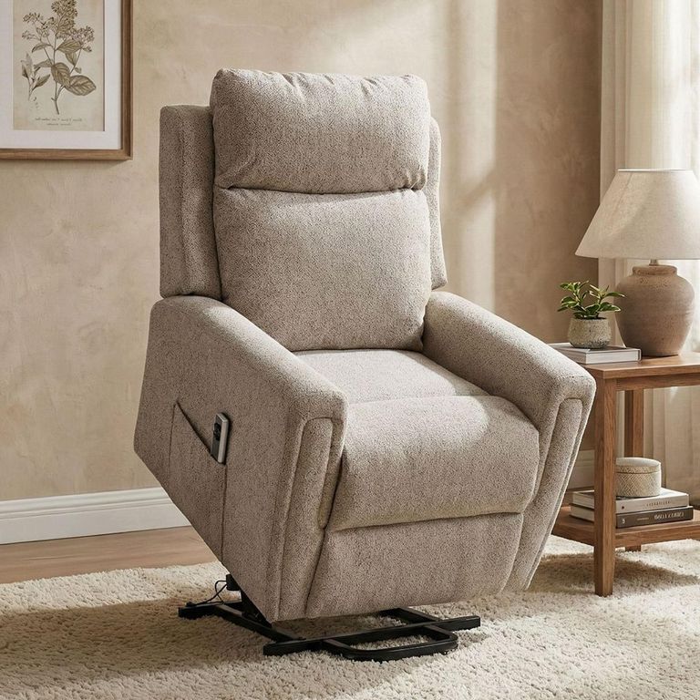 Mayfair Electric Lift & Tilt Armchair - Dual Motor - Beige - Fabric