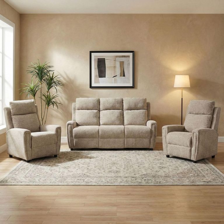 Mayfair Sofa Suite - 3+1+1 Seater - Beige - Fabric