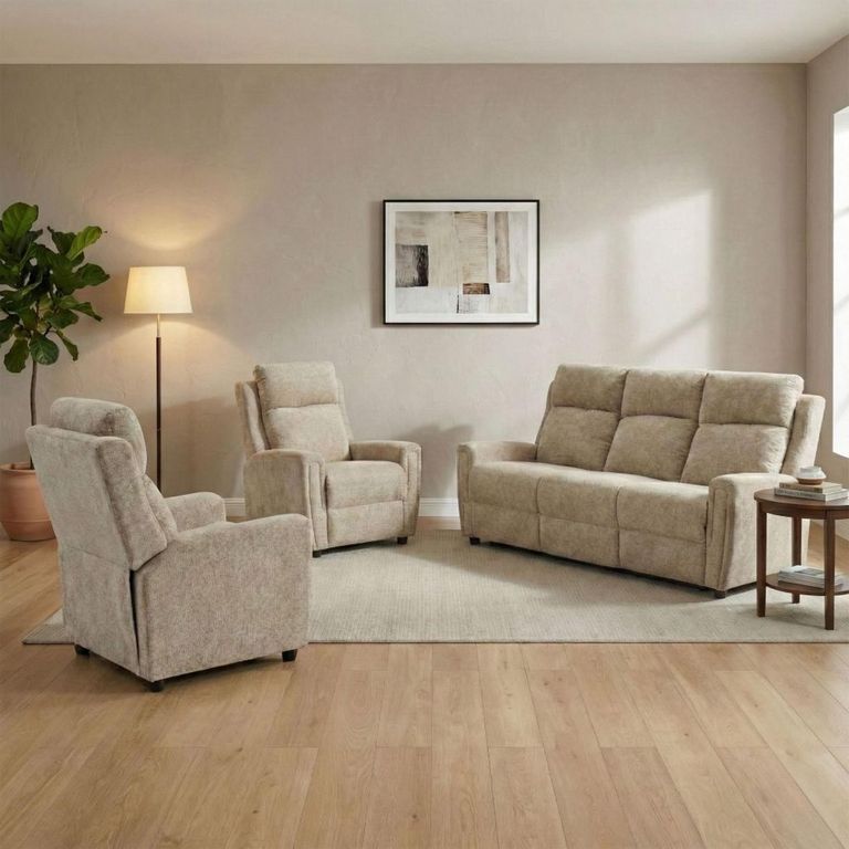 Mayfair Sofa Suite - 3+1+1 Seater - Beige - Fabric