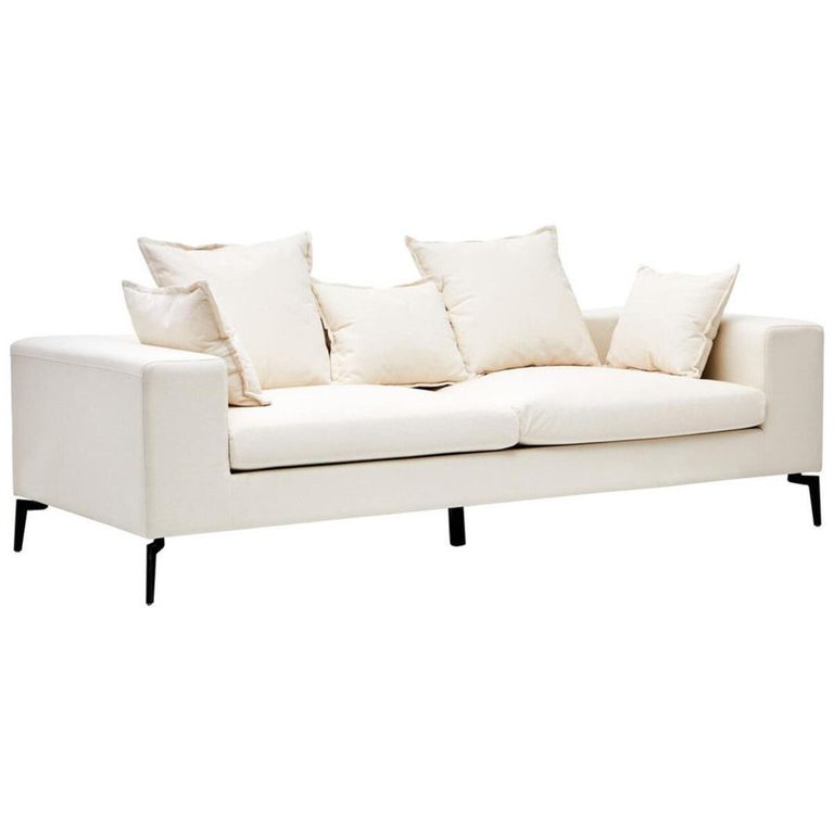 Avignon Sofa - 3 Seater - Cream Fabric with Black Metal Legs