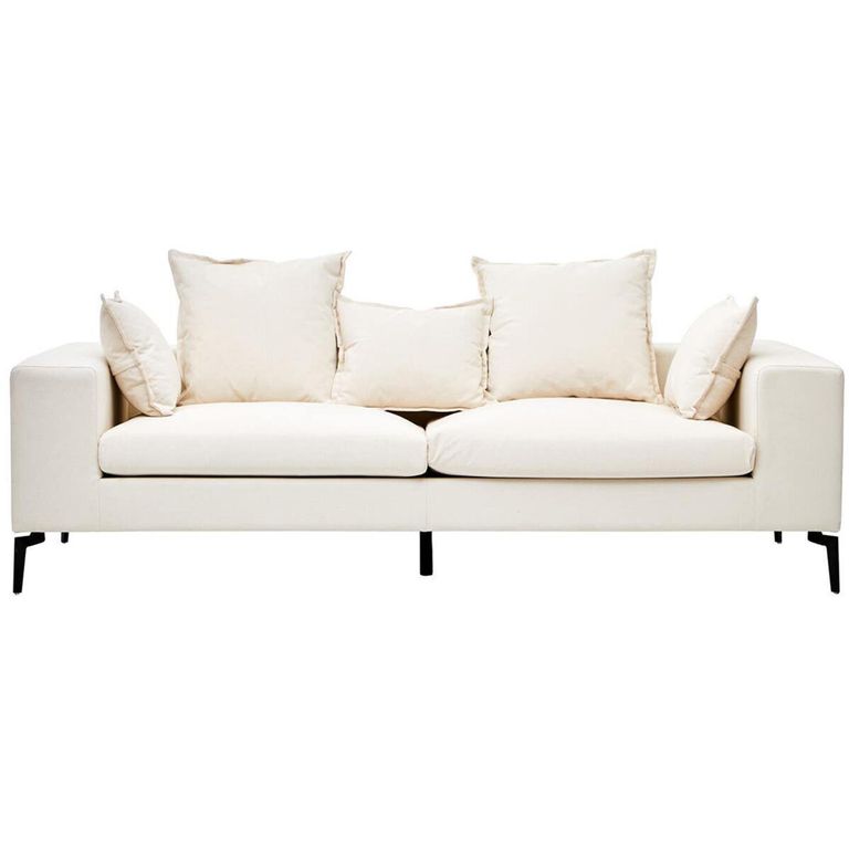 Avignon Sofa - 3 Seater - Cream Fabric with Black Metal Legs