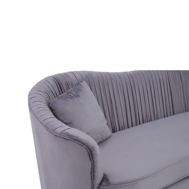 Franza Sofa - 3 Seater - Pleated Grey Velvet Fabric