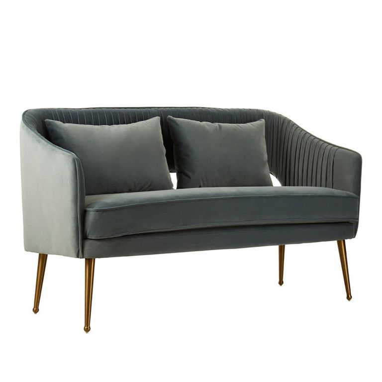 Hendricks Sofa - 2 Seater - Dusky Blue Velvet Fabric
