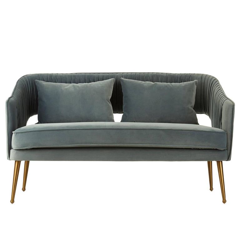 Hendricks Sofa - 2 Seater - Dusky Blue Velvet Fabric
