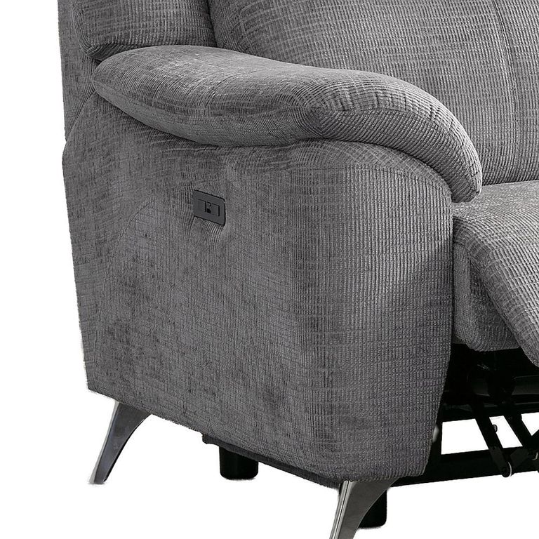 Monroe Electric Recliner Armchair - Adjustable Headrest - Ash Grey - Fabric
