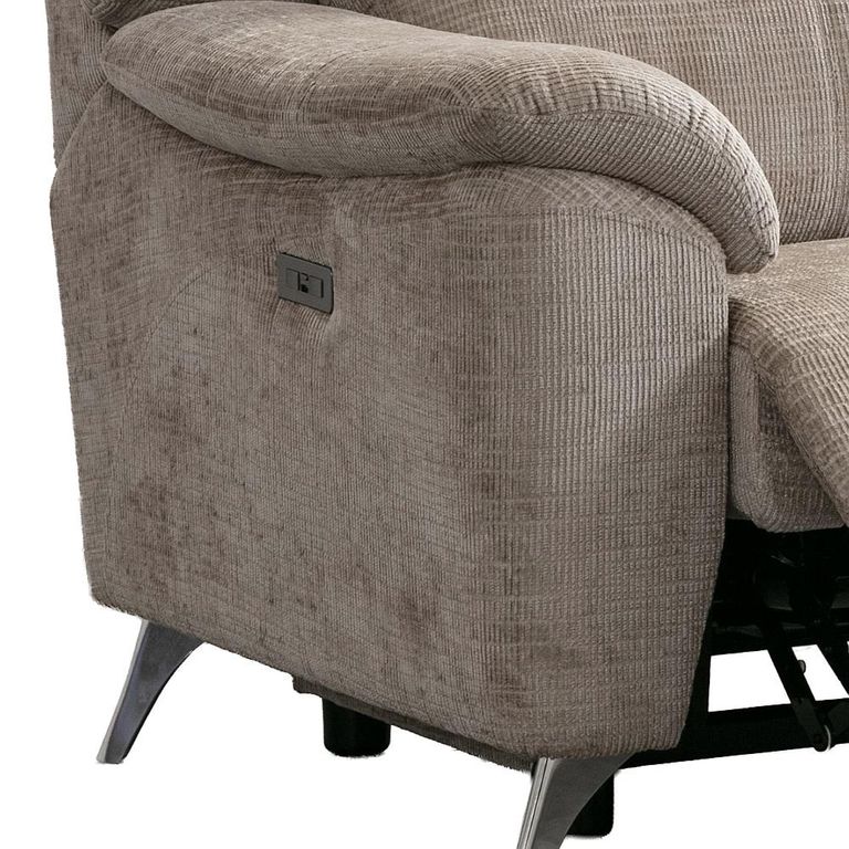 Monroe Electric Recliner Sofa - 2 Seater - Adjustable Headrest - Fossil - Fabric