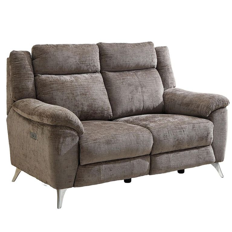 Monroe Electric Recliner Sofa - 2 Seater - Adjustable Headrest - Stone - Fabric