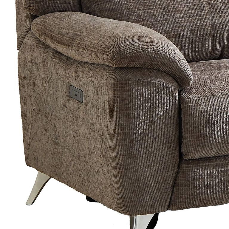 Monroe Electric Recliner Sofa - 2 Seater - Adjustable Headrest - Stone - Fabric