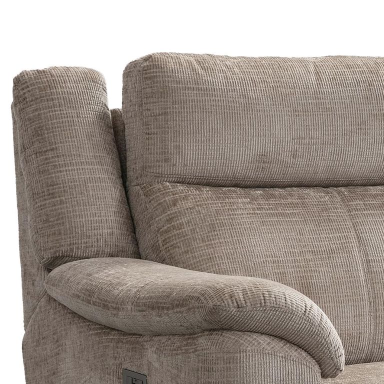 Monroe Electric Recliner Sofa - 3 Seater - Adjustable Headrest - Fossil - Fabric