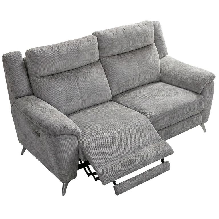 Monroe Electric Recliner Sofa Suite - 3+1+1 Seater - Adjustable Headrest - Ash Grey - Fabric