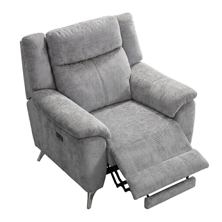 Monroe Electric Recliner Sofa Suite - 3+1+1 Seater - Adjustable Headrest - Ash Grey - Fabric