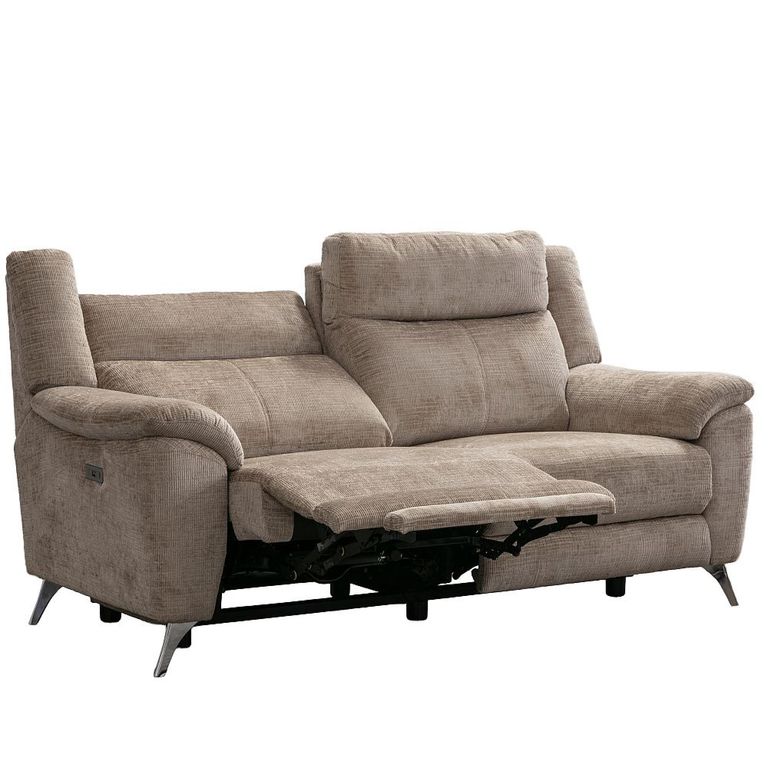 Monroe Electric Recliner Sofa Suite - 3+1+1 Seater - Adjustable Headrest - Fossil - Fabric