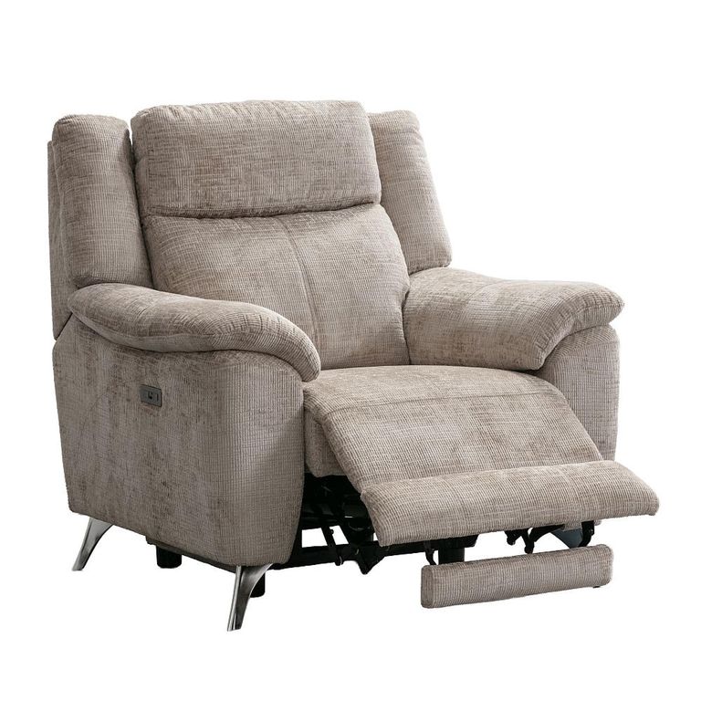 Monroe Electric Recliner Sofa Suite - 3+1+1 Seater - Adjustable Headrest - Fossil - Fabric