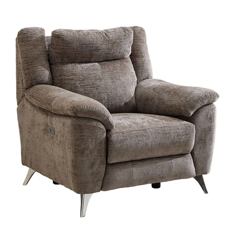 Monroe Electric Recliner Sofa Suite - 3+1+1 Seater - Adjustable Headrest - Stone - Fabric
