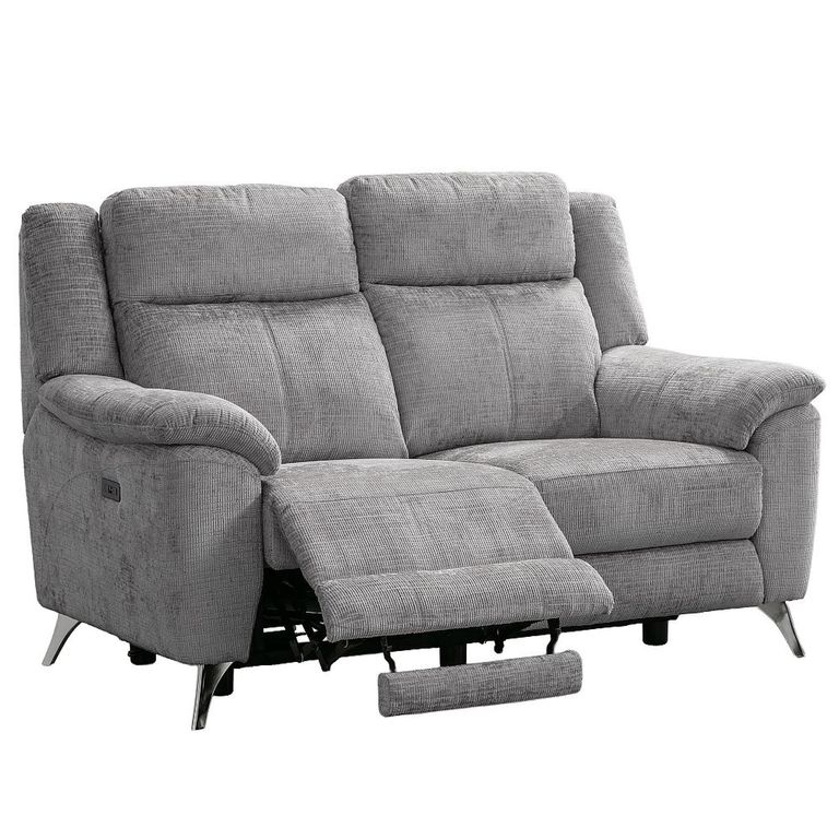 Monroe Electric Recliner Sofa Suite - 3+2 Seater - Adjustable Headrest - Ash Grey - Fabric