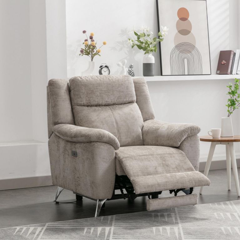 Monroe Electric Recliner Armchair - Adjustable Headrest - Fossil - Fabric