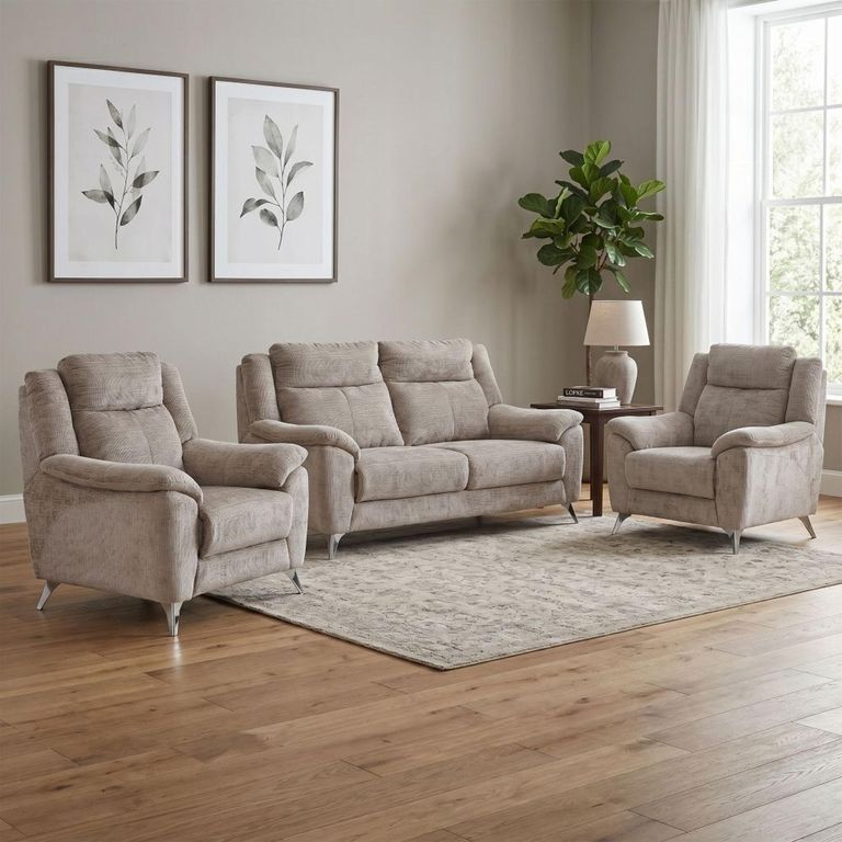Monroe Sofa Suite - 3+1+1 Seater - Fossil - Fabric