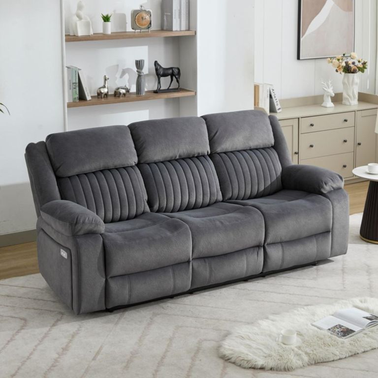 Morgan Electric Recliner Sofa Suite - 3+2+1 Seater - Slate Grey - Fabric