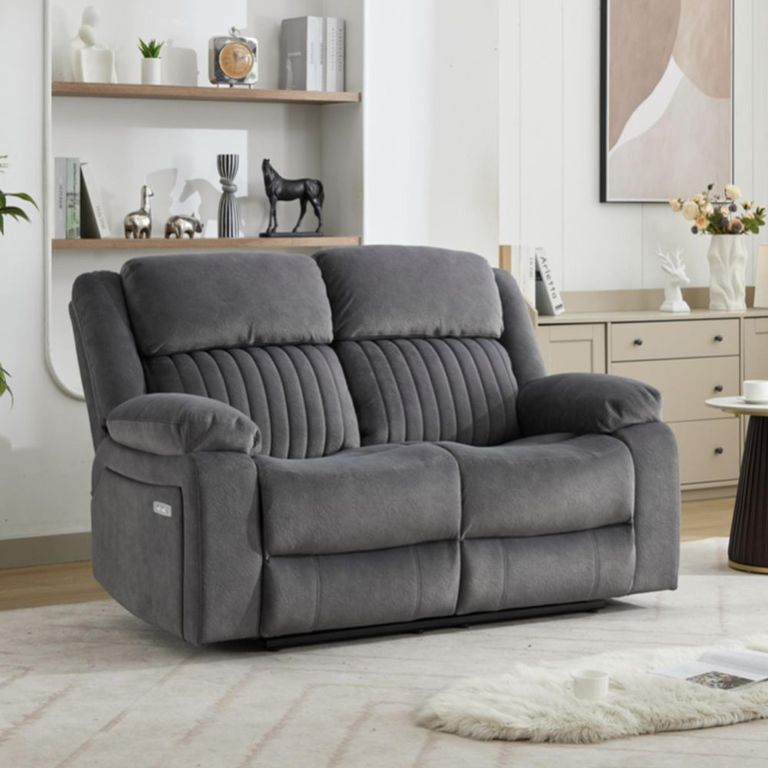 Morgan Electric Recliner Sofa Suite - 3+2+1 Seater - Slate Grey - Fabric