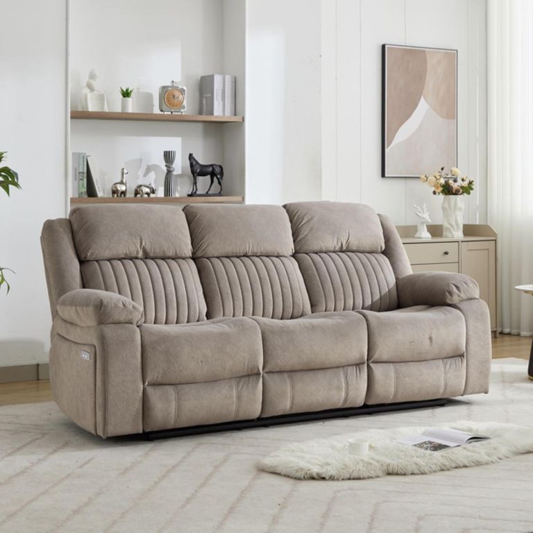 Morgan Electric Recliner Sofa Suite - 3+2 Seater - Taupe - Fabric