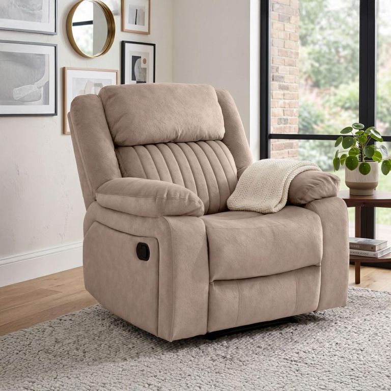 Morgan Manual Recliner Armchair - Taupe - Fabric