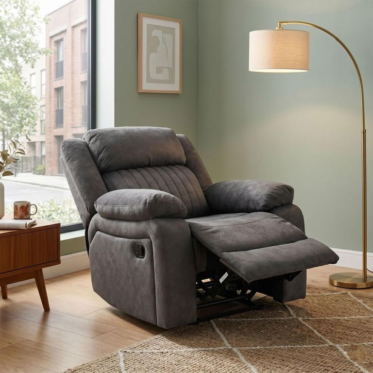 Morgan Manual Recliner Armchair - Iron - Fabric