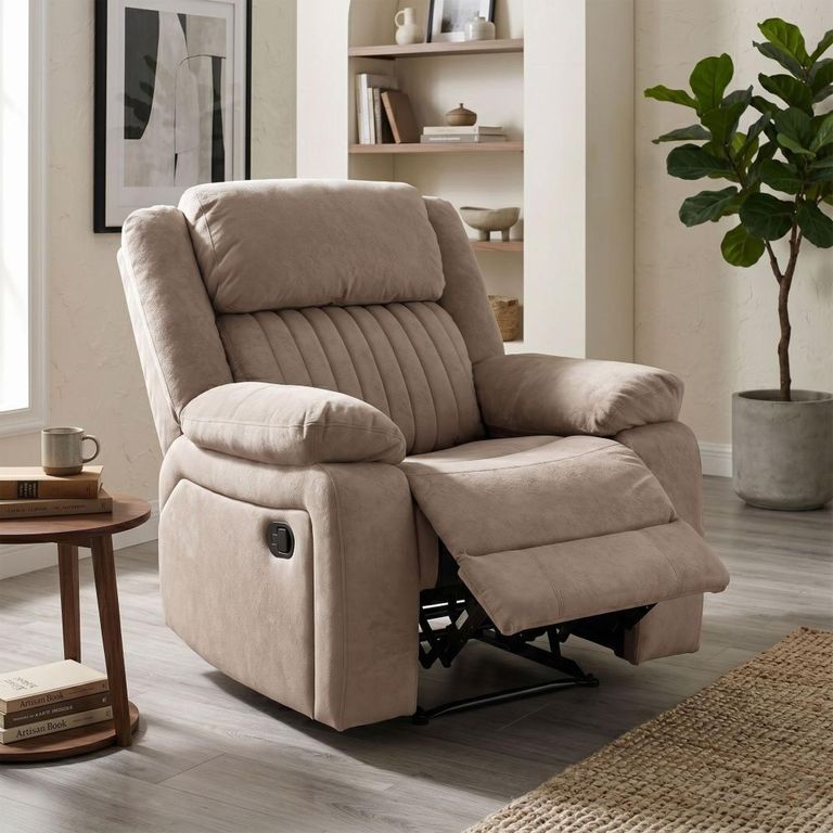 Morgan Manual Recliner Armchair - Taupe - Fabric