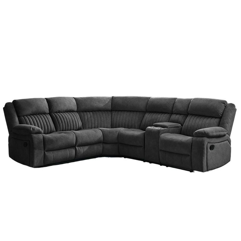 Morgan Manual Recliner Corner Sofa - with Storage Console - Iron - Fabric