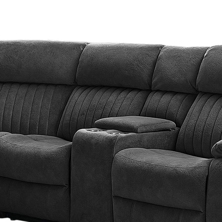 Morgan Manual Recliner Corner Sofa - with Storage Console - Iron - Fabric