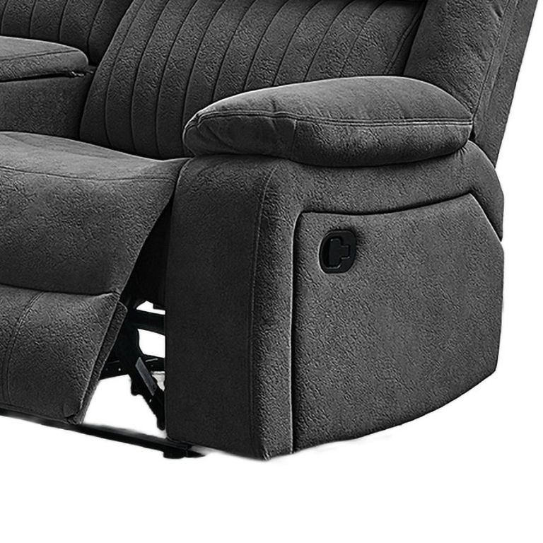 Morgan Manual Recliner Corner Sofa - with Storage Console - Iron - Fabric