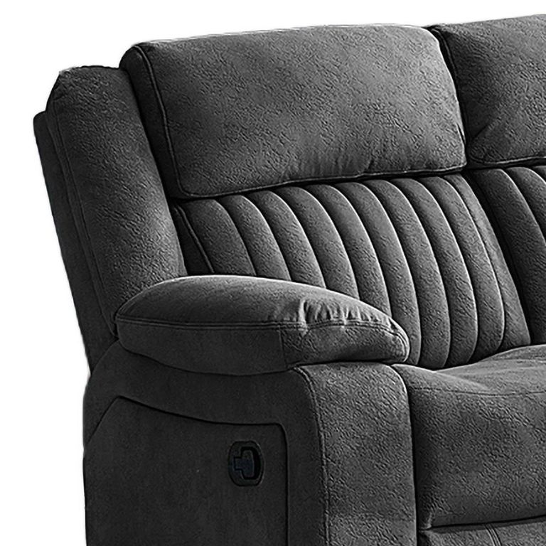 Morgan Manual Recliner Corner Sofa - with Storage Console - Slate Grey - Fabric
