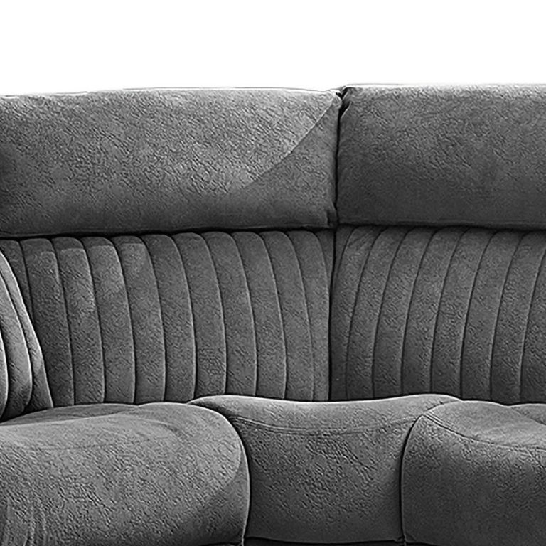 Morgan Manual Recliner Corner Sofa - with Storage Console - Slate Grey - Fabric