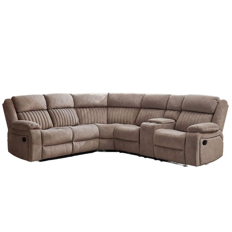 Morgan Manual Recliner Corner Sofa - with Storage Console - Taupe - Fabric