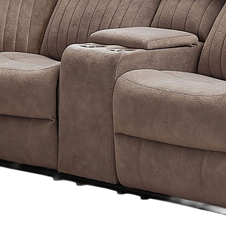 Morgan Manual Recliner Corner Sofa - with Storage Console - Taupe - Fabric