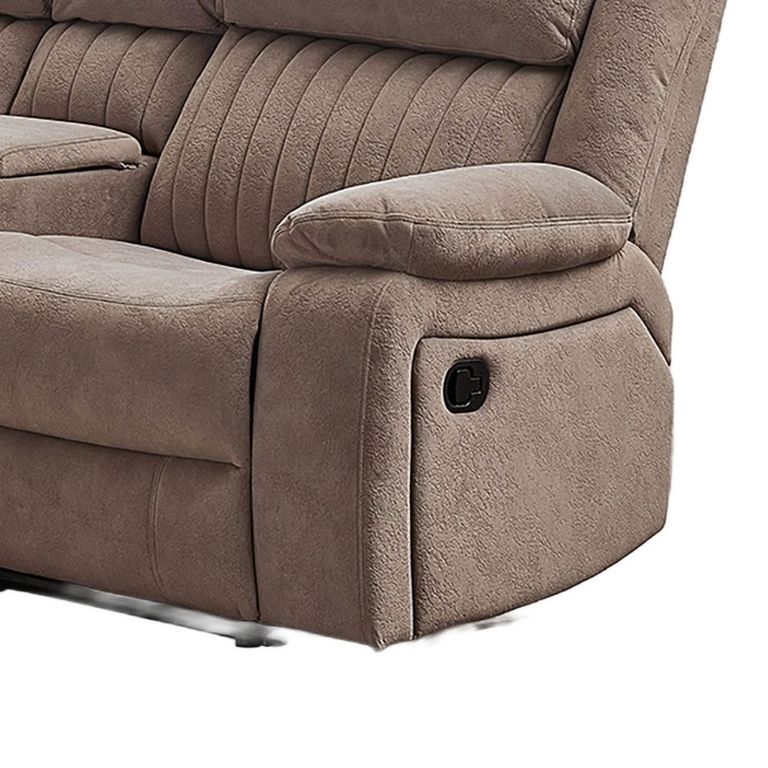 Morgan Manual Recliner Corner Sofa - with Storage Console - Taupe - Fabric