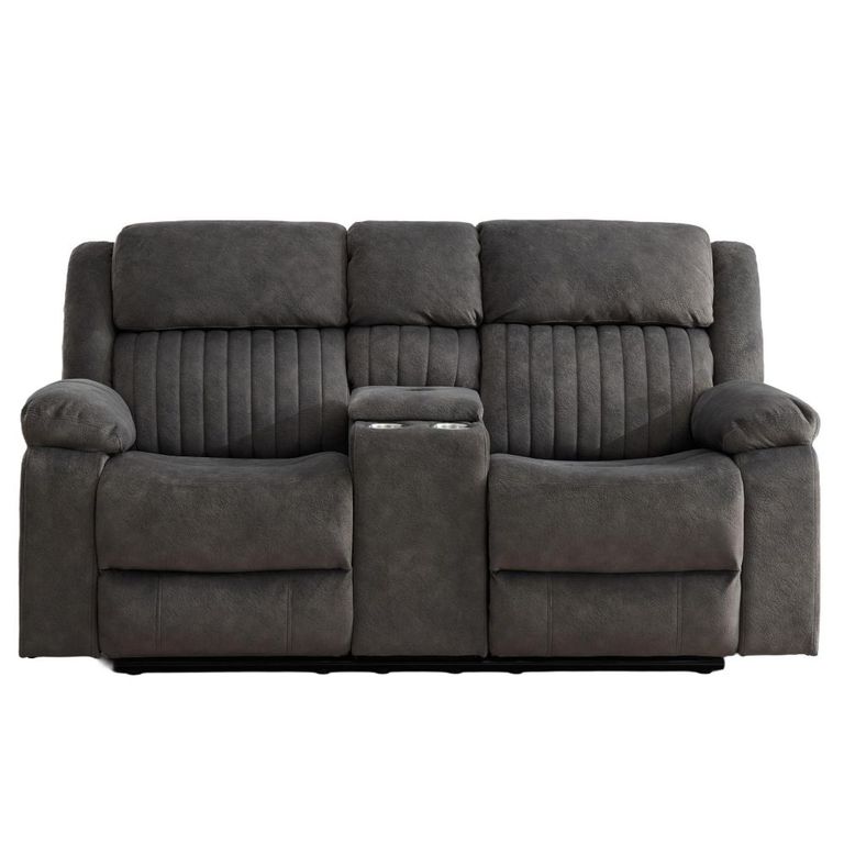 Morgan Manual Recliner Sofa - 2 Seater - with Storage Console - Iron - Fabric