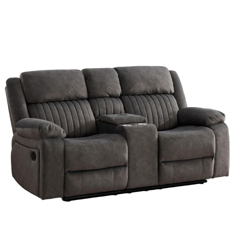 Morgan Manual Recliner Sofa - 2 Seater - with Storage Console - Iron - Fabric