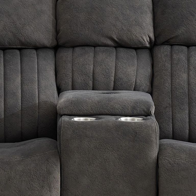 Morgan Manual Recliner Sofa - 2 Seater - with Storage Console - Iron - Fabric