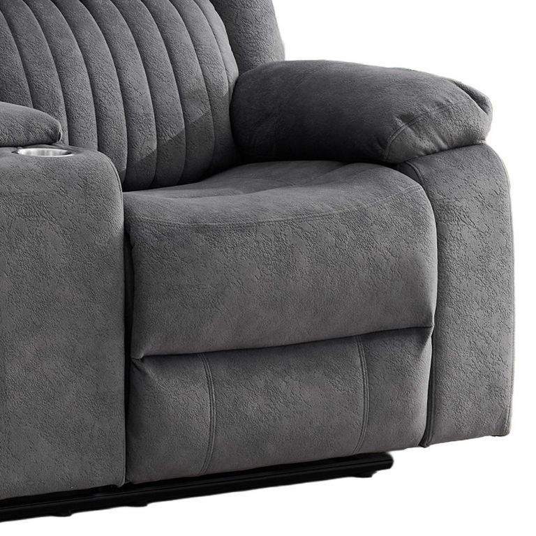 Morgan Manual Recliner Sofa - 2 Seater - with Storage Console - Slate Grey - Fabric