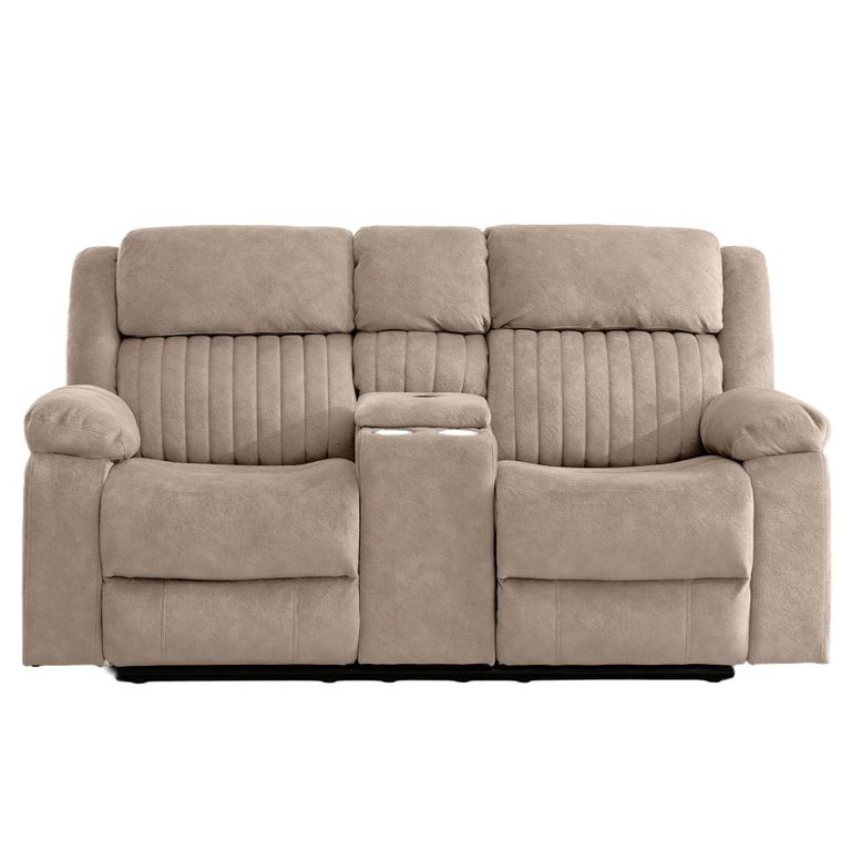 Morgan Manual Recliner Sofa - 2 Seater - with Storage Console - Taupe - Fabric