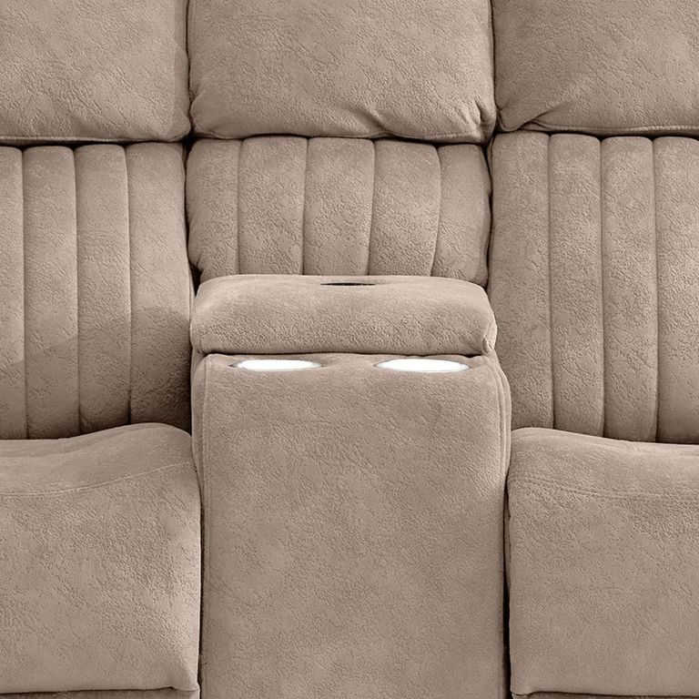 Morgan Manual Recliner Sofa - 2 Seater - with Storage Console - Taupe - Fabric