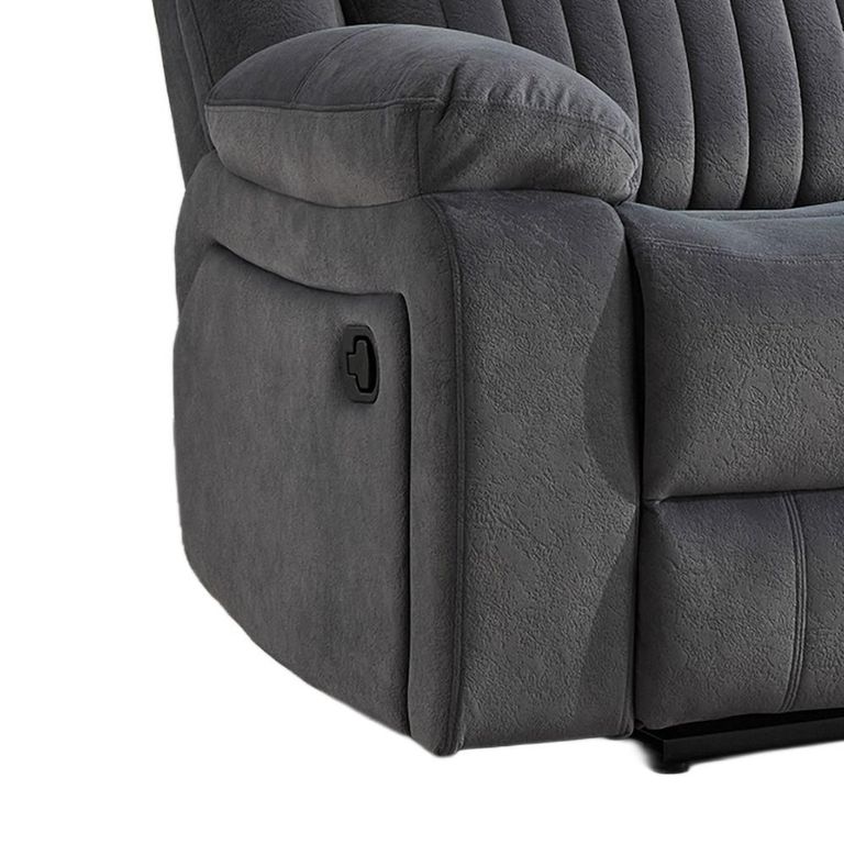 Morgan Manual Recliner Sofa - 3 Seater - Slate Grey - Fabric