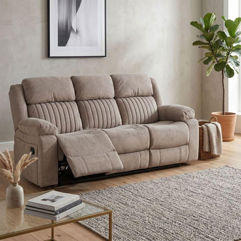 Morgan Manual Recliner Sofa - 3 Seater - Taupe - Fabric