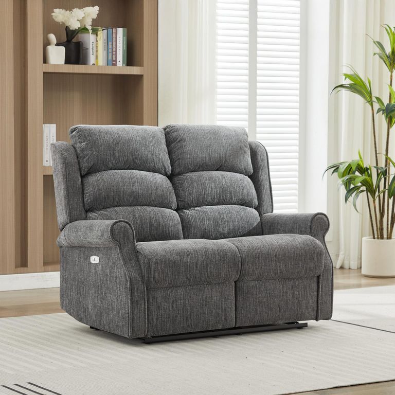 Regency Recliner Sofa - 2 Seater - Anthracite - Fabric