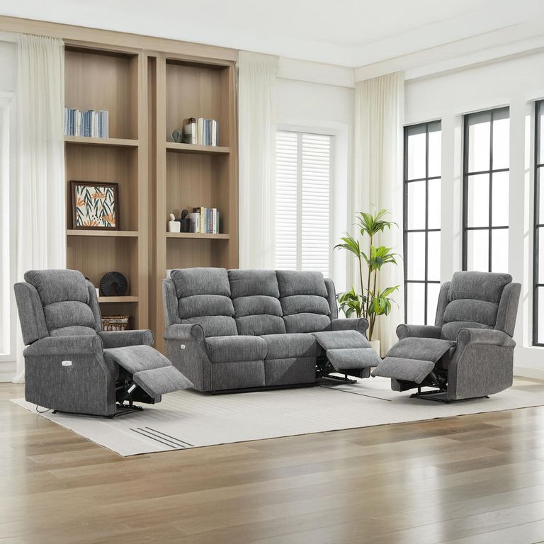 Regency Recliner Sofa Suite - 3+1+1 Seater - Anthracite - Fabric