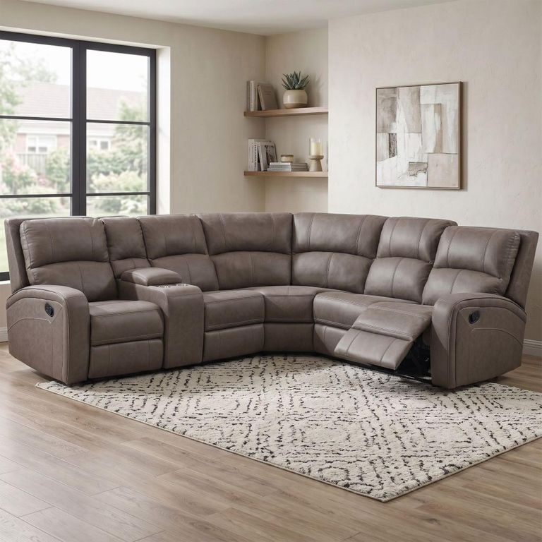 Silverton Recliner Corner Sofa - with Storage Console - Taupe - Fabric