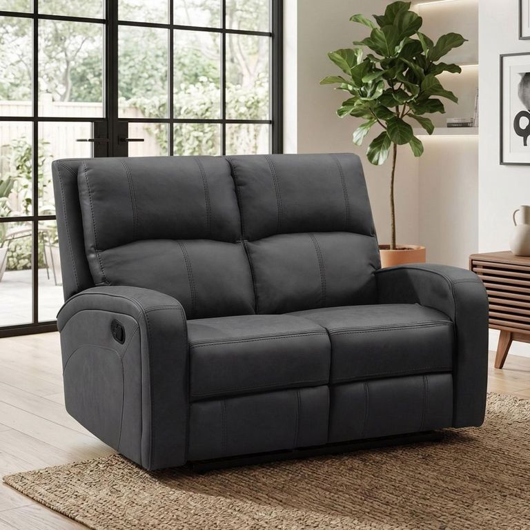 Silverton Recliner Sofa - 2 Seater - Grey - Fabric