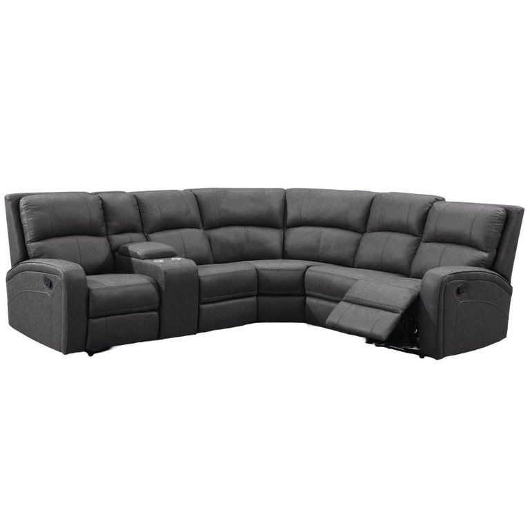 Silverton Recliner Corner Sofa - with Storage Console - Grey - Fabric