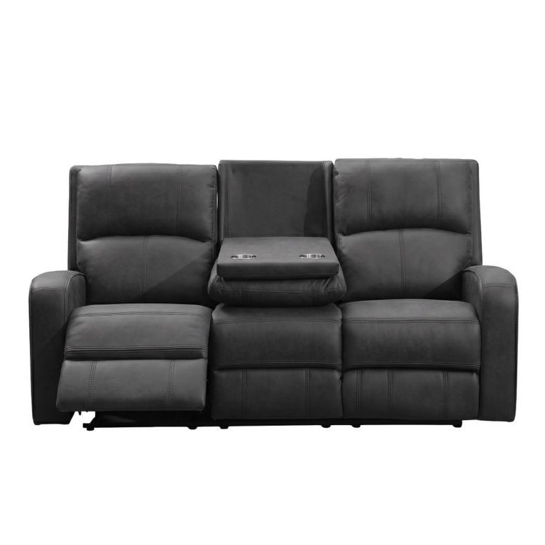 Silverton Recliner Sofa - 3 Seater - with Storage Console - Grey - Fabric