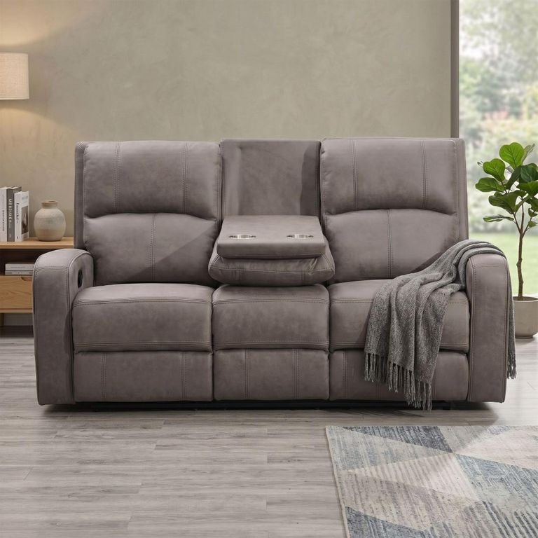 Silverton Recliner Sofa - 3 Seater - with Storage Console - Taupe - Fabric